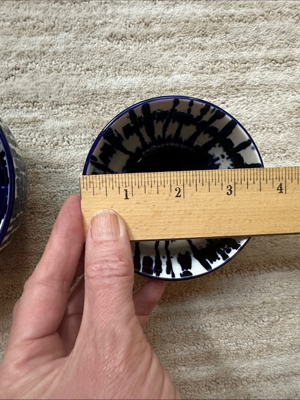West Elm Indigo Tie Dye Small Nesting Bowls Set of 3 Prep Bowl Cobalt Blue White